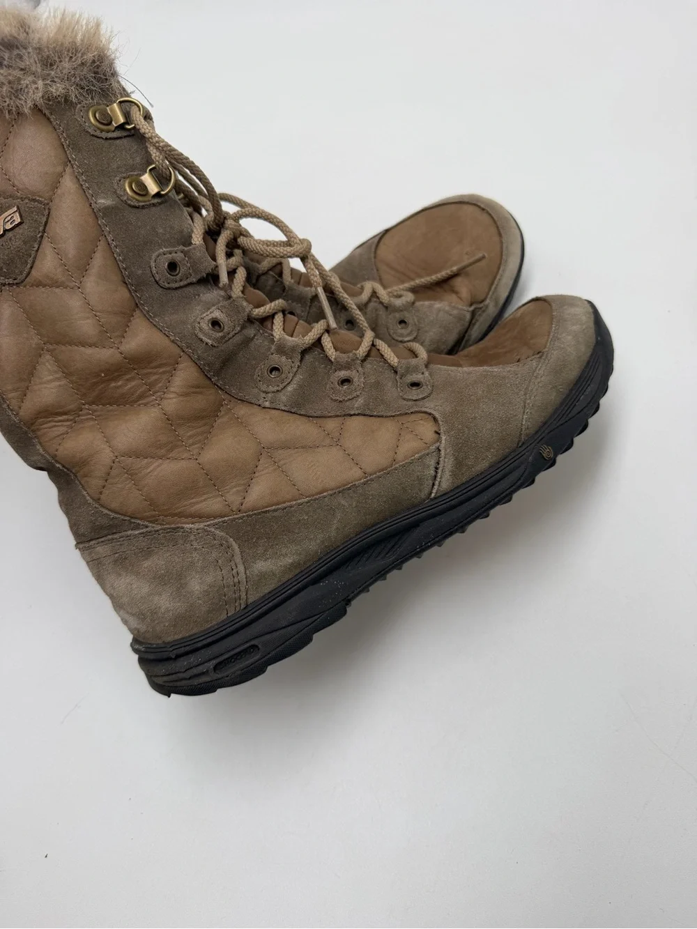 Teva Lenawee Leather Waterproof Tall Womens Winter Boots Brown US Size 9